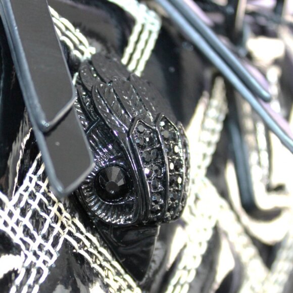 Kurt Geiger London Black Quilted Patent Satchel Top Handle Crossbody Bag w/Chain - Picture 6 of 13